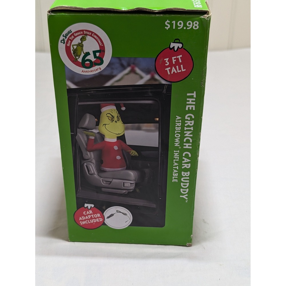 Dr. Seuss The Grinch Car Buddy Airblown Inflatable 3ft Tall Christmas Gemmy